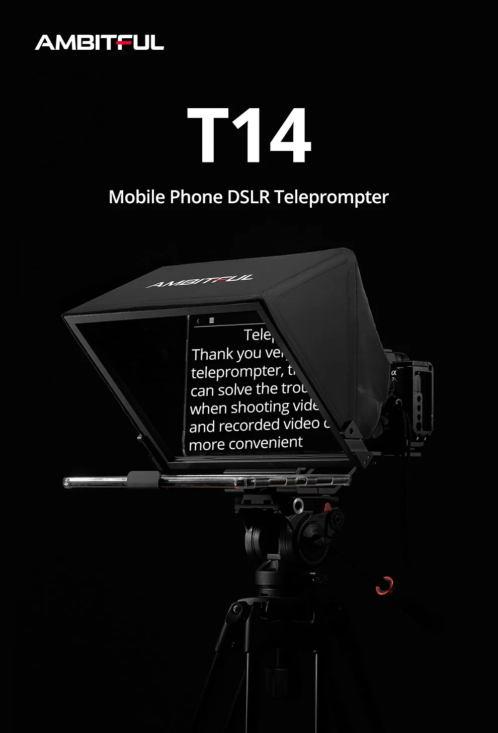T14 Big Screen Teleprompter Professional Interview Foldable Camera Teleprompter,