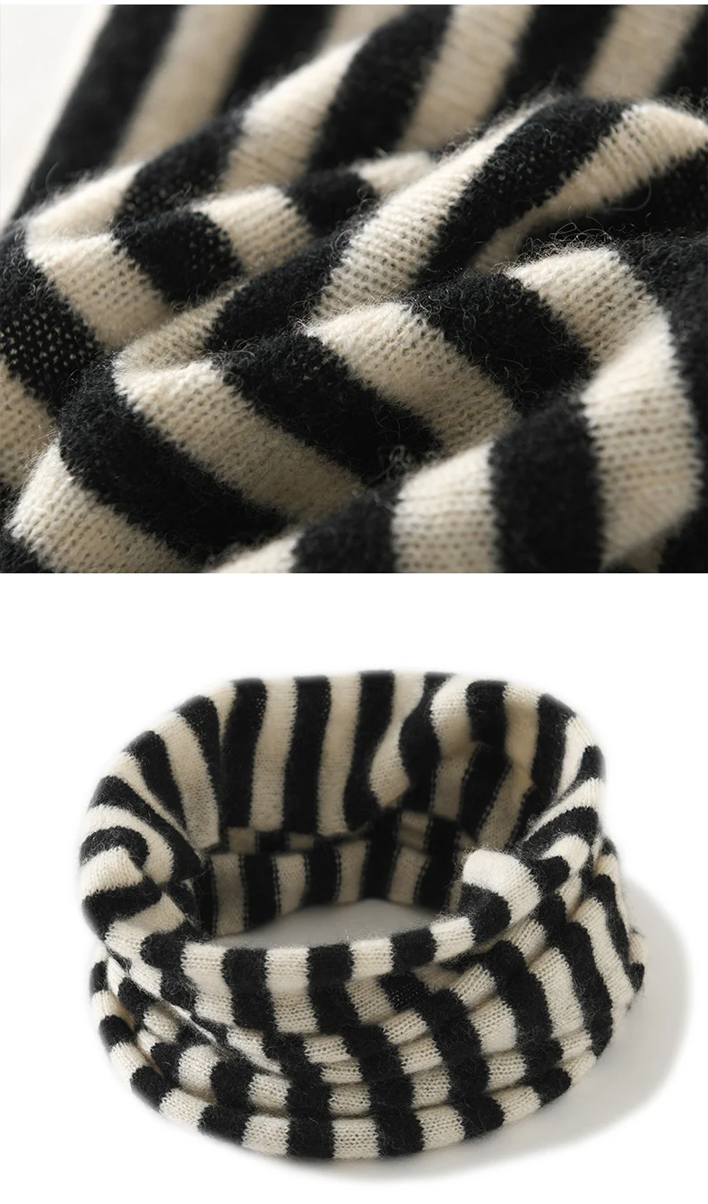 Herbst Winter Warm Hals Wärmer 100% Wolle frauen Schal Koreanischen Stil Gestrickte Vielseitig männer Hals Abdeckung Pullover Gestreiften schal – Detail 20
