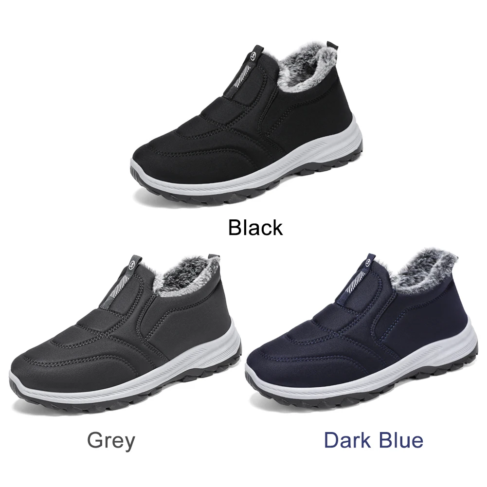 Warm Walking Shoes Lightweight Thermal Ankle Boots Non-slip Slip On Sneakers Winter Thick Fur Shoes for Travel Hiking 2