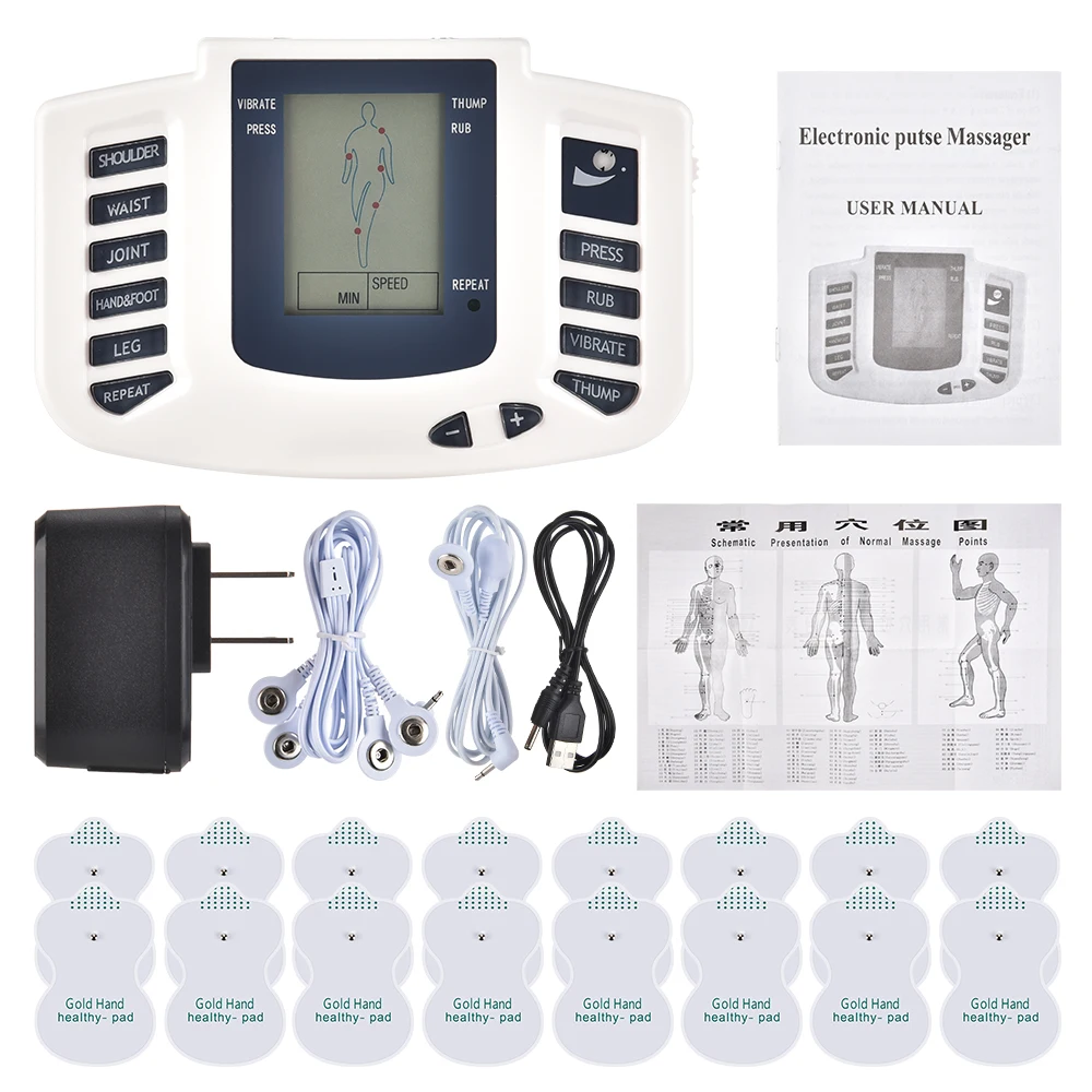 Full Body Tens Muscle Electrostimulator EMS Acupuncture  Massage 16pads Digital Meridian Apparatus Full Set