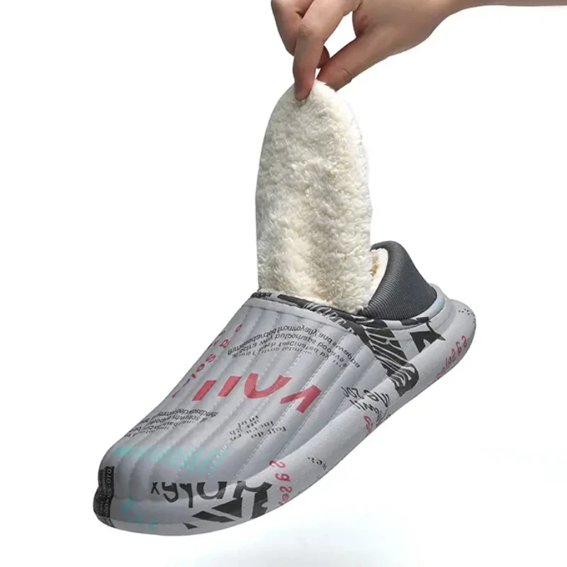 

2023 Winter men Cotton Slippers Waterproof Female Home Warm Women Shoes Indoor Outdoor Boots Leather Soft Bread Home Cotton Shoe