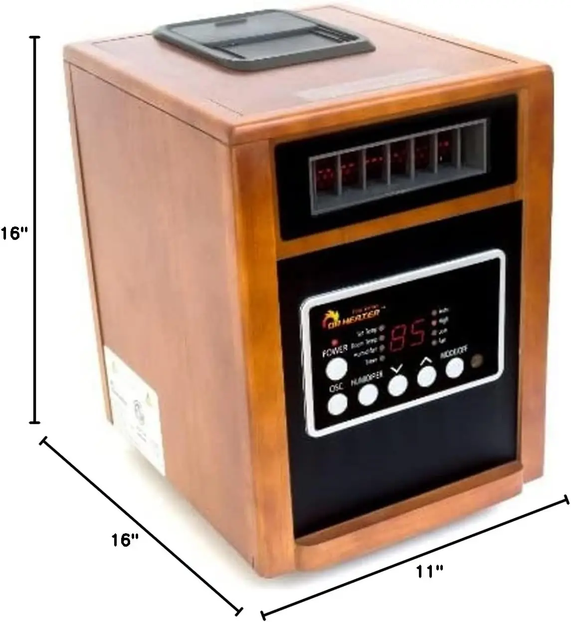 Heater DR-998, 1500W, Space Heater with Humidifier, Oscillation Fan & Remote Control (Cherry)