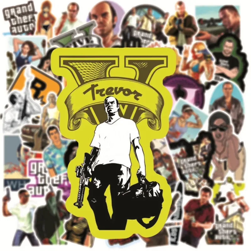 50Pcs/Set Shooting Game GTA Character Sticker for Luggage Laptop Skateboard Decoration Cartoon Waterproof DIY Pegatinas Toy