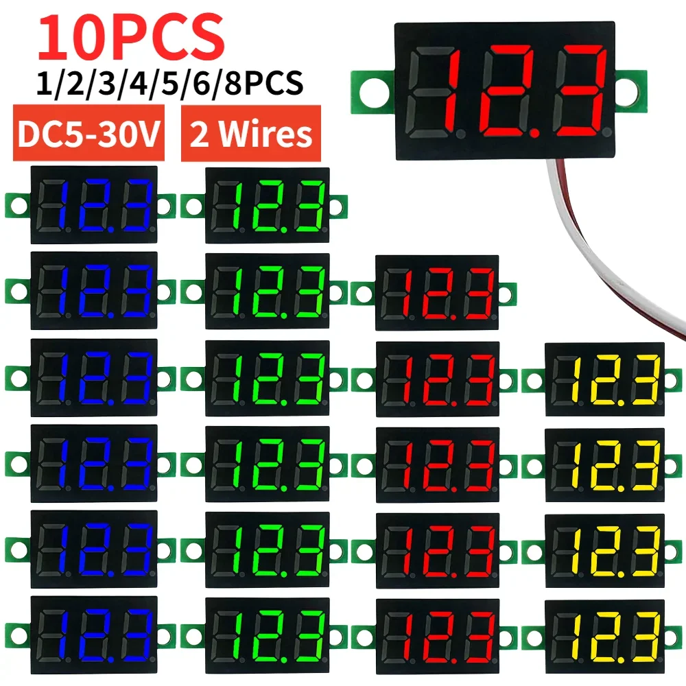 Voltmètre numérique à écran LED, compteur, testeur de tension numérique, mesure de la pression, outil de détection de tension d'alimentation, DC 2.5V-40V, 2 fils