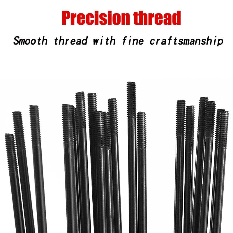 36pcs Mountain / Road Bicycle Steel Spokes 14G/14K J bend  45#Steel Spokes black Color 133-300mm Bicycle spokes  ﻿