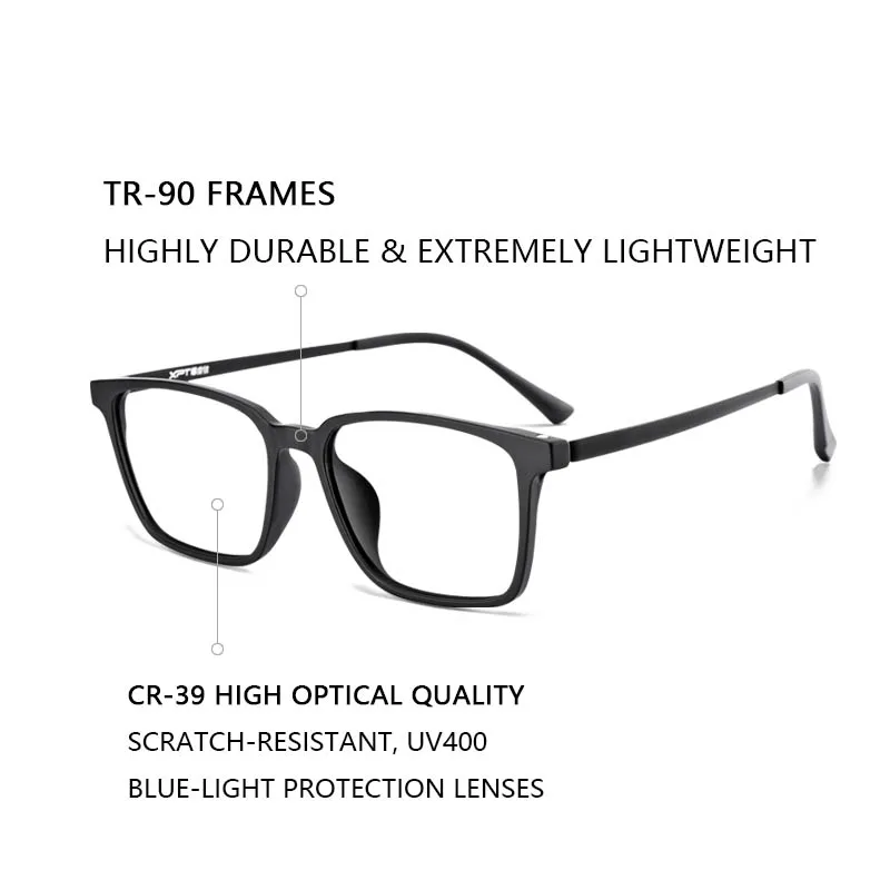 Ultralight Blue Light Blocking Reading Glasses for Men,Ultra-Thin Hard Resin Lens,Square Magnifying Presbyopic Eyeglasses