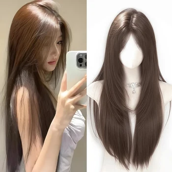 Synthetic Wig Female Long Straight Hair Wig high-level Natural Fashion Long Straight Hair Wig Heat-resistant Hair for Daily Use 1