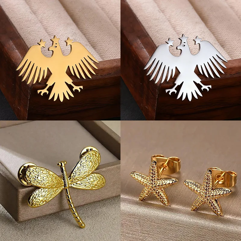 Gold Punk Eagle Brooch Jewelry