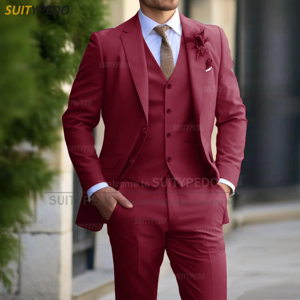 Men Formal Slim Fit Elegant 3Piece Suit (Blazer Vest Pants) - Image 15