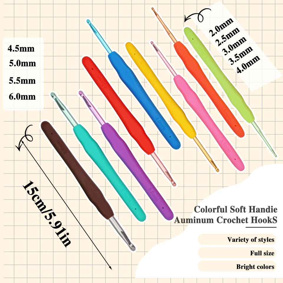 Crochet Hook Kit Soft Handle Knitting Crochet Needles DIY Hand Knitting Accessories for Beginners