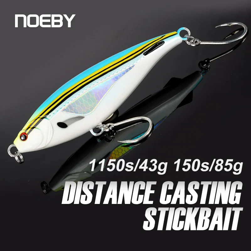 NOEBY Sinkender Bleistift-Angelköder, 115 mm, 43 g, 150 mm, 85 g, langer Wurf, künstlicher harter Köder für Wolfsbarsch-Thunfisch, Stickbait-Angelköder