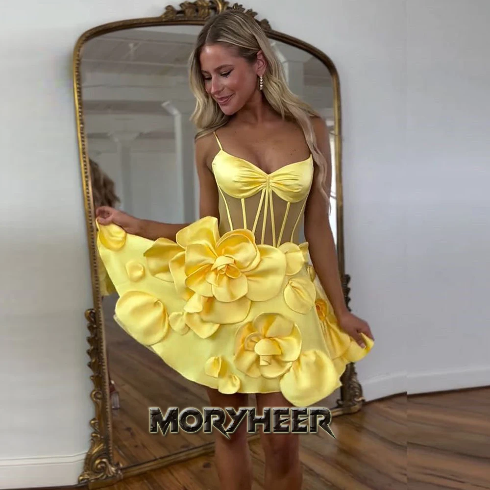 Prom Dresses Prom Dress MORYHEER Fashionable 3D Flowers Aline Cocktail Dress Short for Teen Sweetheart Gala Lacing up Homecoming Made