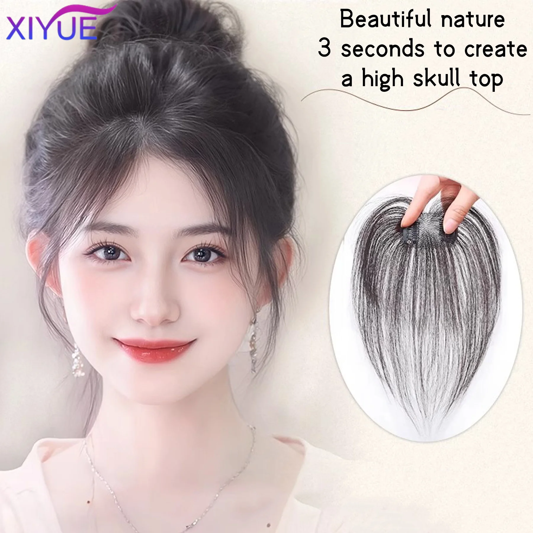 XIYUE Hair Bangs Topper for Women Natural-Looking Straight Human Hairpiece with Air Bangs Adds Volume Length Seamless Blending