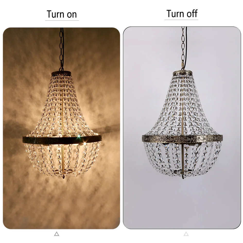 FIRVRE 3-Light Antique Bronze Crystal Hanging Lamp Loft Ceiling Light French Country Ceiling Light Small shabby chic chandelier