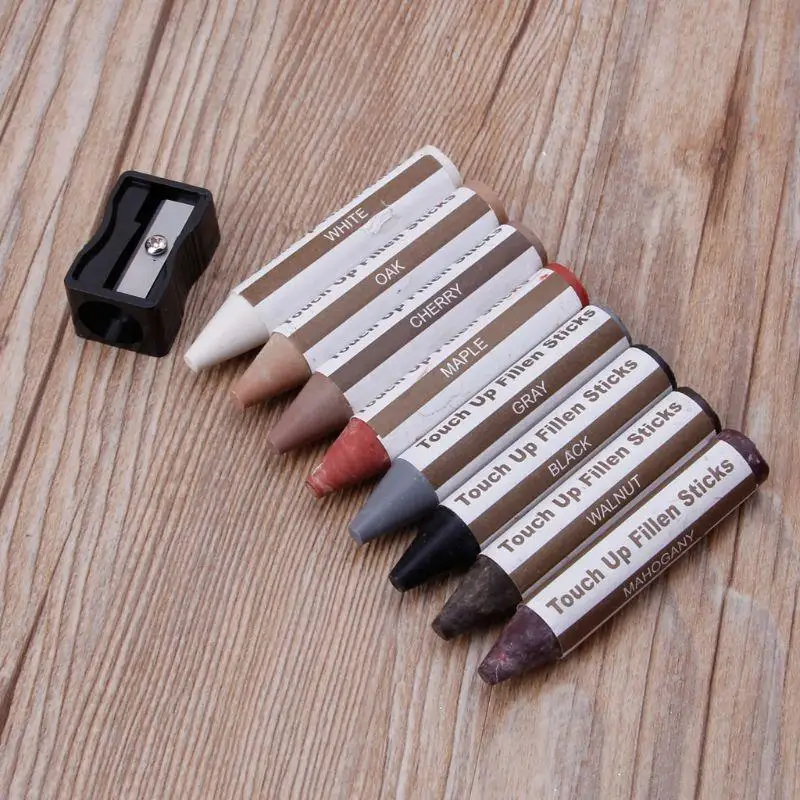 17 Pcs Floor Scratch Repair Marker Wax Sticks with Sharpener Household