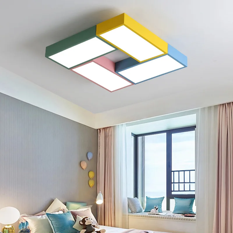 

Creative Lamp Kids Room Baby Girl Boy Square Ceiling Light 72W Fixture For Children Nursery Kids Room Bedroom Kindergarden WY5