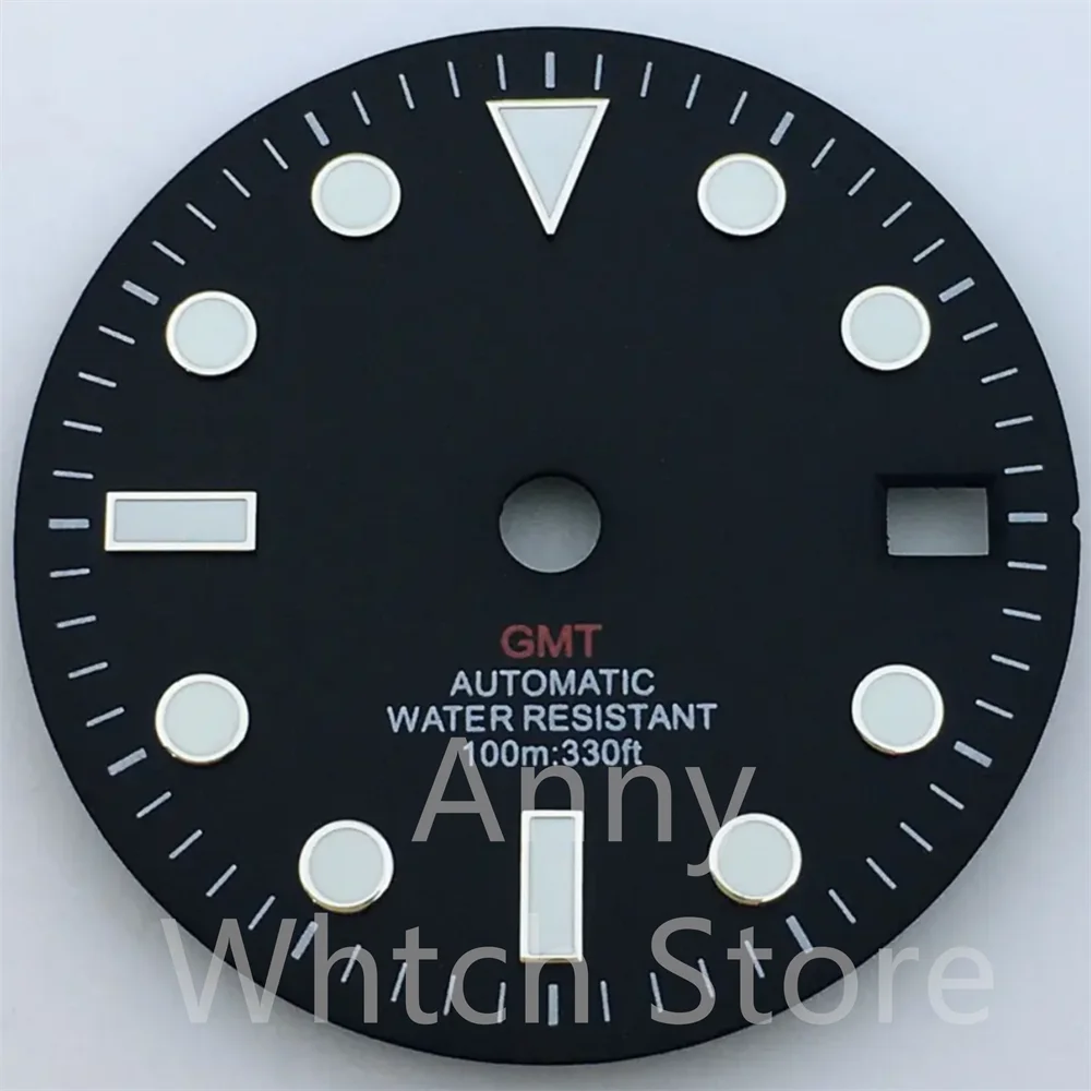 Green Luminous GMT Watch Dial with Four Hands - Premium 29mm Replacement Part
