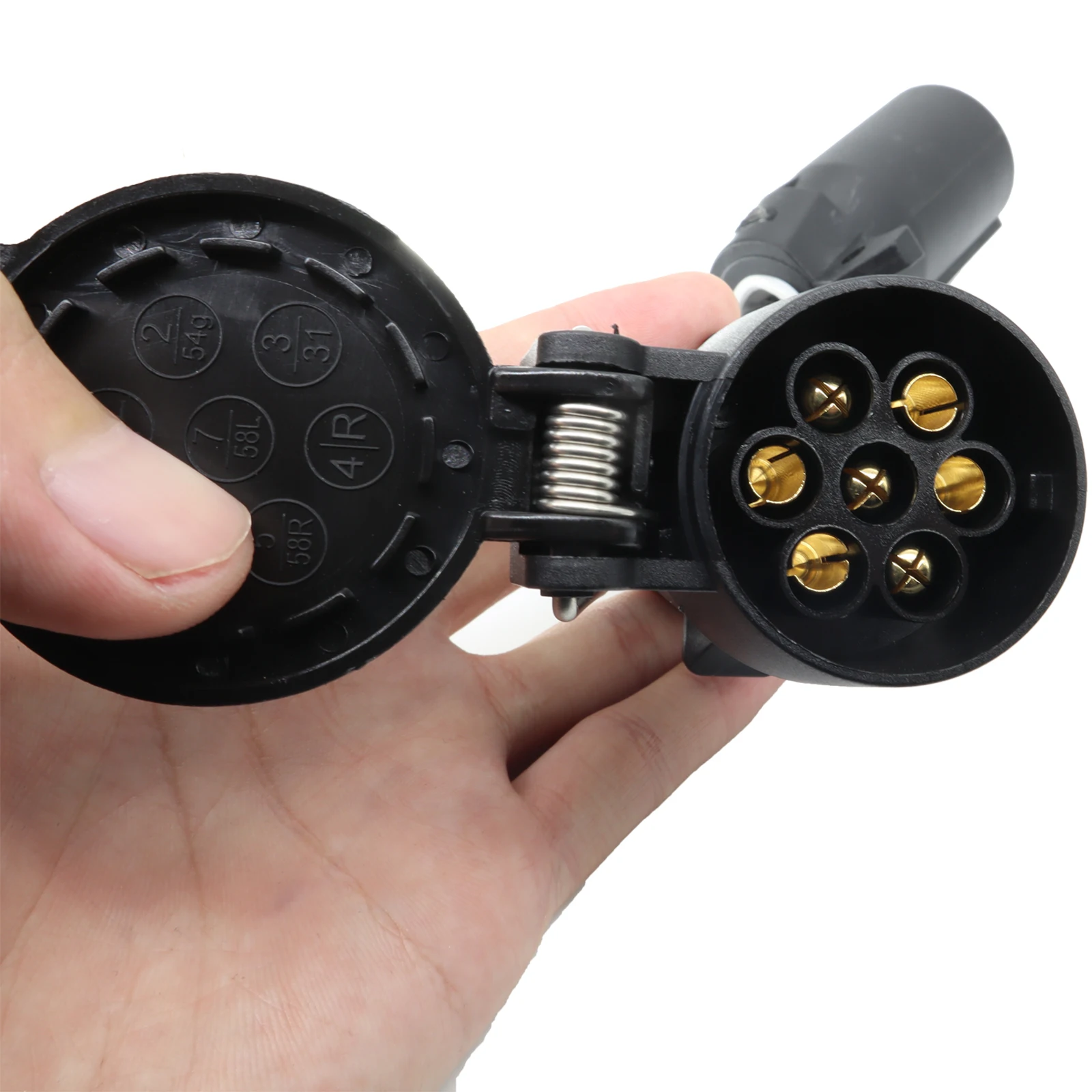 Trailer Plug Adapter 7 Way to 7 Way Blade Towbar Towing Socket Plug Connector for Vehicle RV Trailer