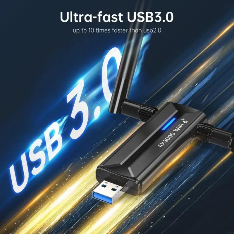 N3UD AX3000M USB3.0 WiFi 6E Adapter WIreless Card 2Antennas Enhances Wireless Speed