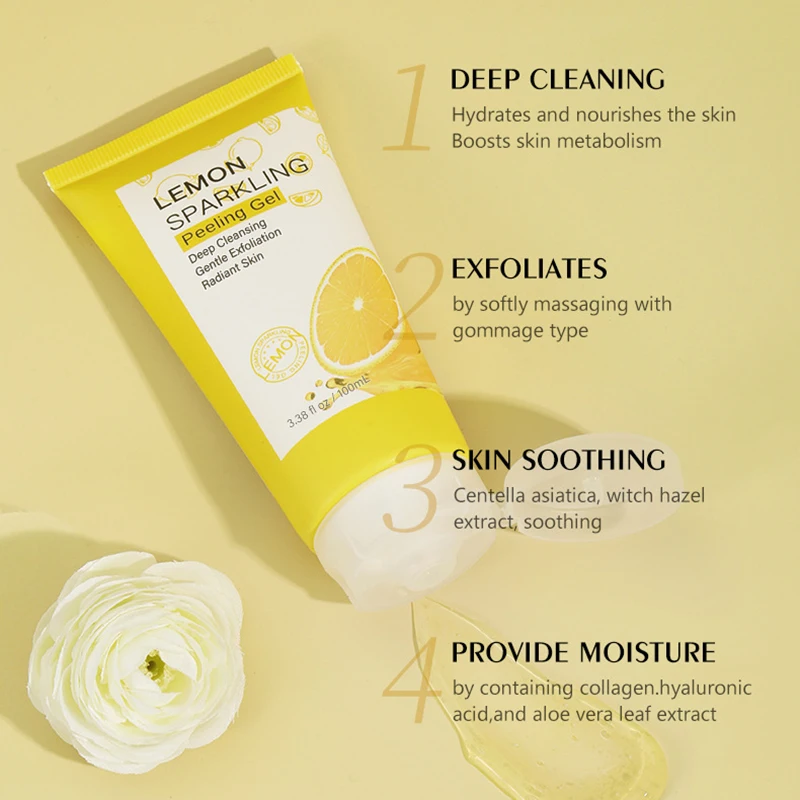 Lemon Face Wash Facial Cleanser Face Exfoliating Gel Moisturizing Remove Dead Skin Blackhead Exfoliator Facial Scrub Exfoliation 2