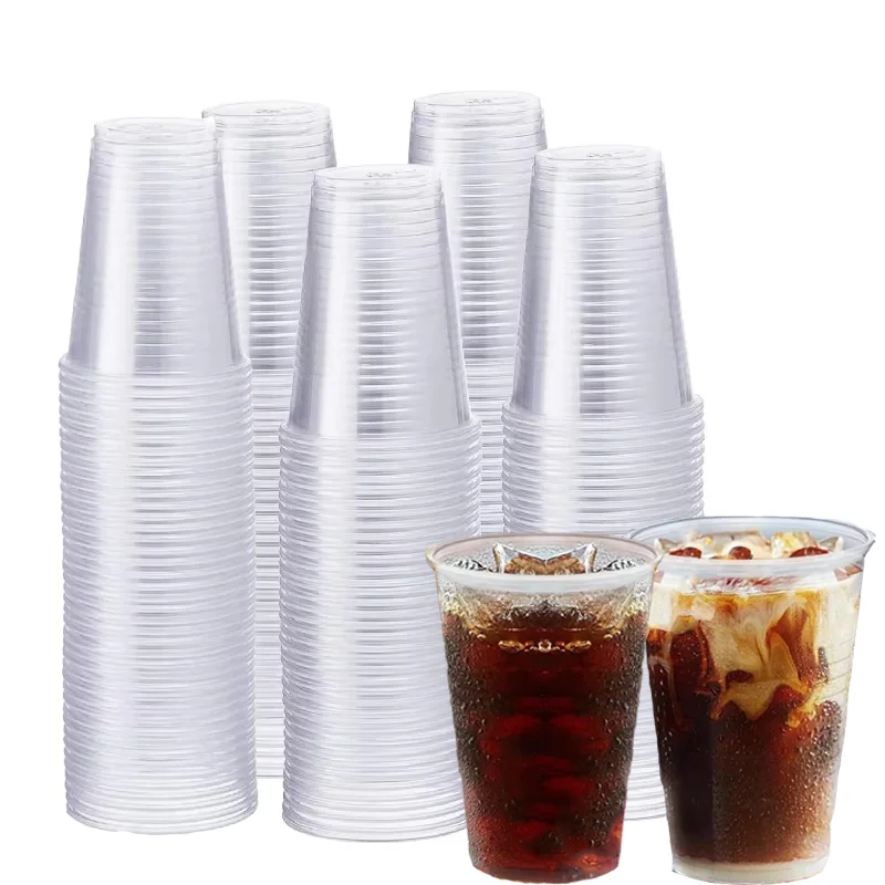 50PCS Disposable Clear Plastic Cups 300ml Coffee Milkshakes Orange Juice Picnic Birthday Kitchen Party plastic cups