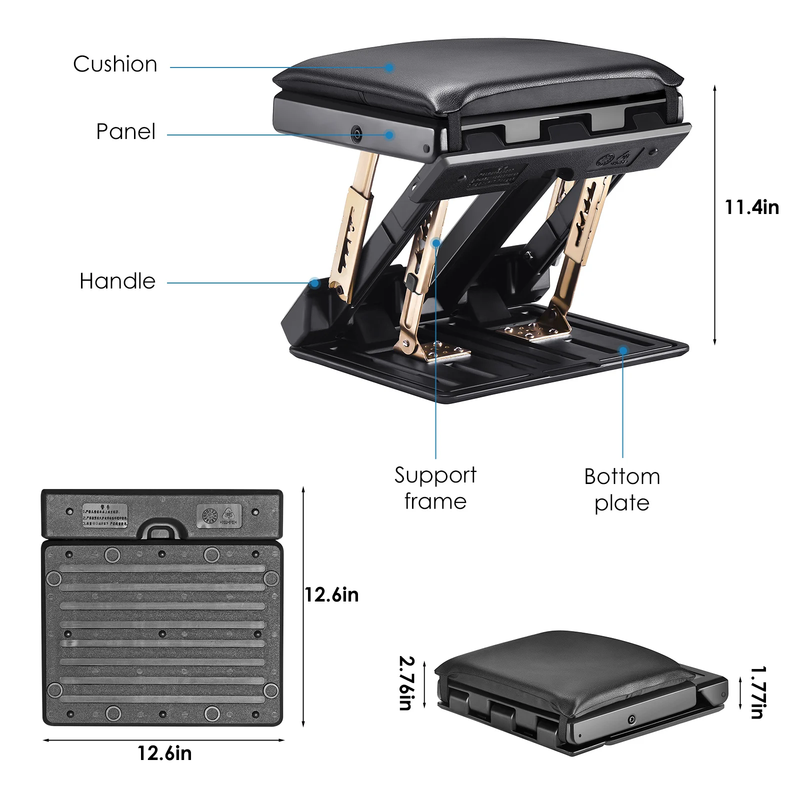 4-Level Adjustable Car Footrest Removable Foot Rest Pad Portable Folding  Chair For Comfort Travel Home Office Max-Load 120Lbs