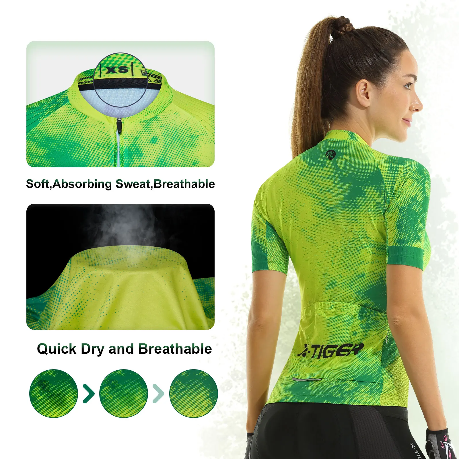 X-tiger Cycling Jersey Women's Slim Short Sleeve Spring Anti