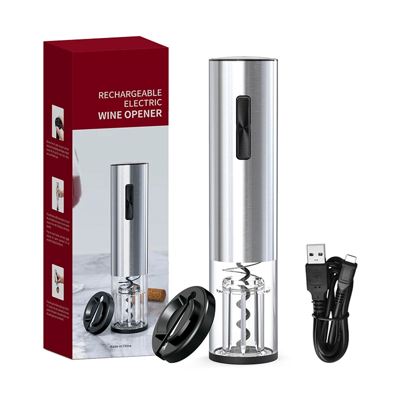 

Rechargeable Electric Wine Bottle Opener Foil Cutter Automatic Corkscrew with USB Charging Cable Suit for Kitchen Bar Can Opener