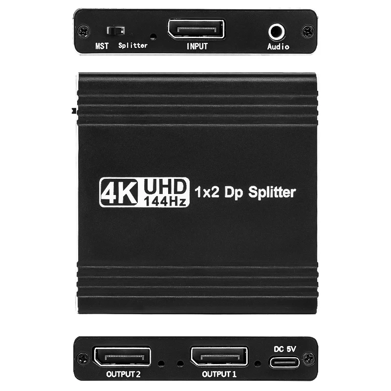 Loryi Displayport to Dual DisplayPort Splitter Adapter,4K60Hz MST Displayport hub 1 in 2 Out Display Port for Dual Monitors,DP1.4 Display Port Splitter for Desktop, Laptop,Extend Display