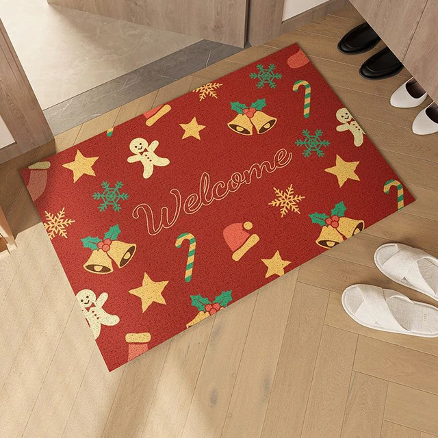 Christmas Doormat Red Home Decor Entrance Floor Mats Door Welcome