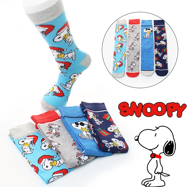 Chaussettes Snoopy en coton respirantes pour femmes et hommes, avec motif  de dessin animé