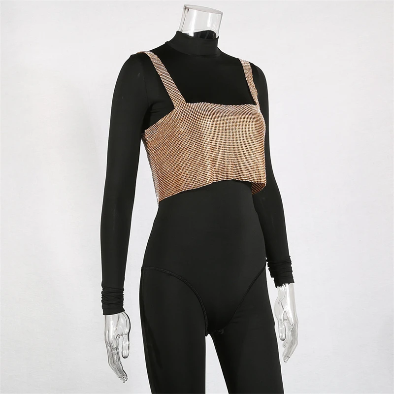 Outdoorwear Glitzer-Strass-Tanktop für Damen, sexy Metall-Kristall-Diamanten-Pailletten-Nachtclub-Party-Crop-Top-Camisole 2026 – Detail 9