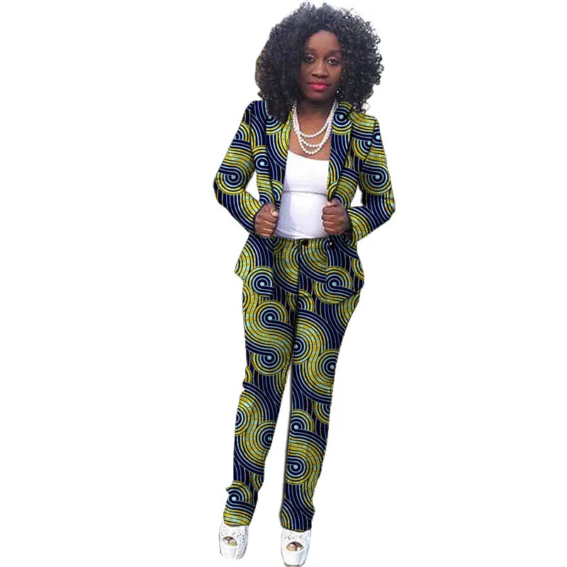 AfricanPatternWomensSuitNigerianStyleFemaleBlazersPants