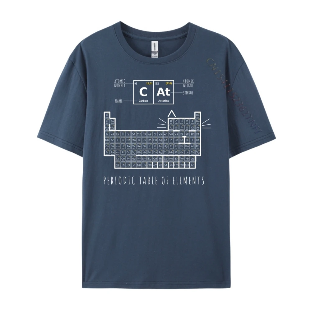 The Chemistry Cat Periodic Table Summer Cotton O-Neck Tees Short Sleeve Outdoor Tshirts Loose Design Tshirts  The Chemistry Cat Periodic Table Of Elements navy