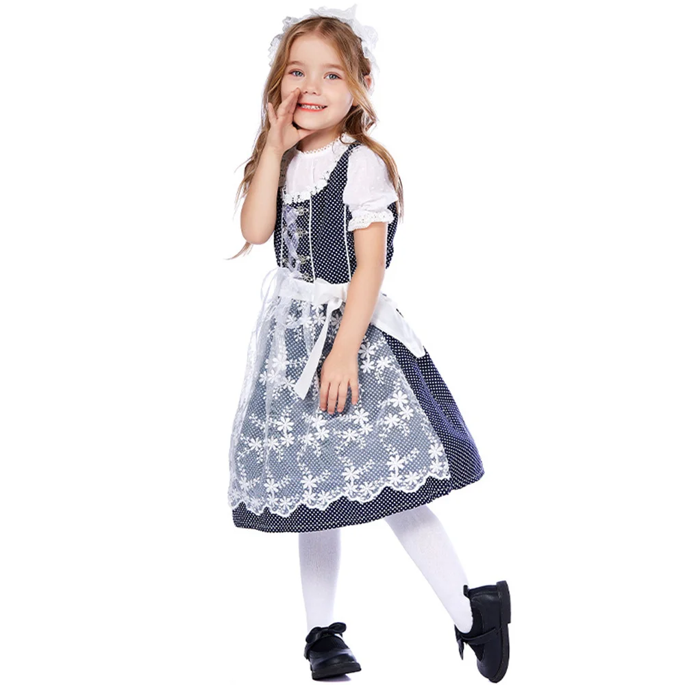 

Halloween Party Costume Girls Bavarian Traditional Dirndl Dress Oktoberfest Costume Lace Maid Show Dress