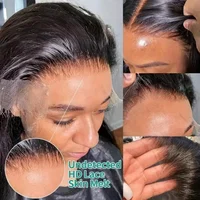 Perruque brésilienne en cheveux humains de 40 pouces, perruque frontale en dentelle HD 13x4 13x6, lisse comme un bâton, pré-épilée, avec ligne de cheveux naturelle, en cheveux Remy pour femmes 2