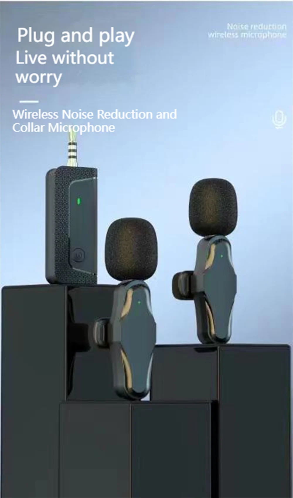 K35Pro Microfone sem fio Lavalier Noise Reduction,