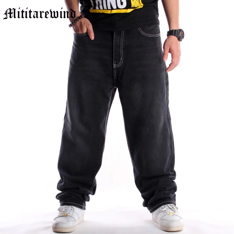 

Distressed Hip Hop Washed Men's Jeans Casual Loose Baggy Black High Street Pants Y2k Denim Trousers Vintage Board Clothing