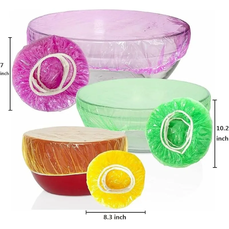 60pcs Reusable Food Covers Elastic Plate Covers Dust Proof Semi Transparent Food Cover Suitable for Fruit/Vegetable/Meat/Canned