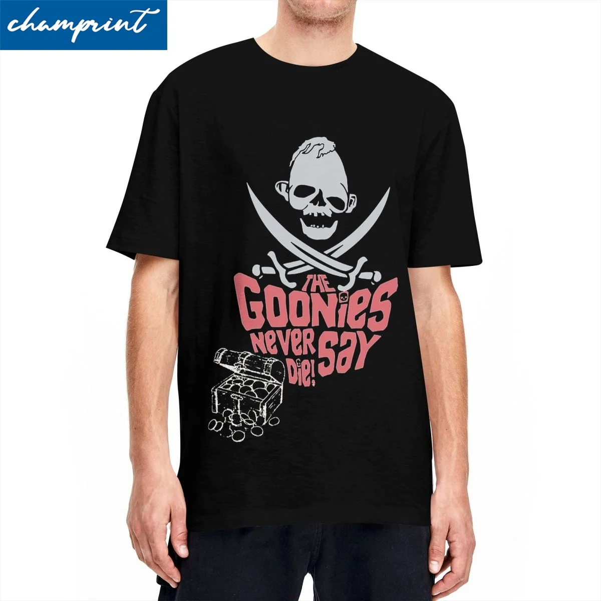 The Goonies Never Say Die T-Shirt Uomo Cotton Top Casual Astoria Oregon Pirate Flag Girocollo Manica Corta