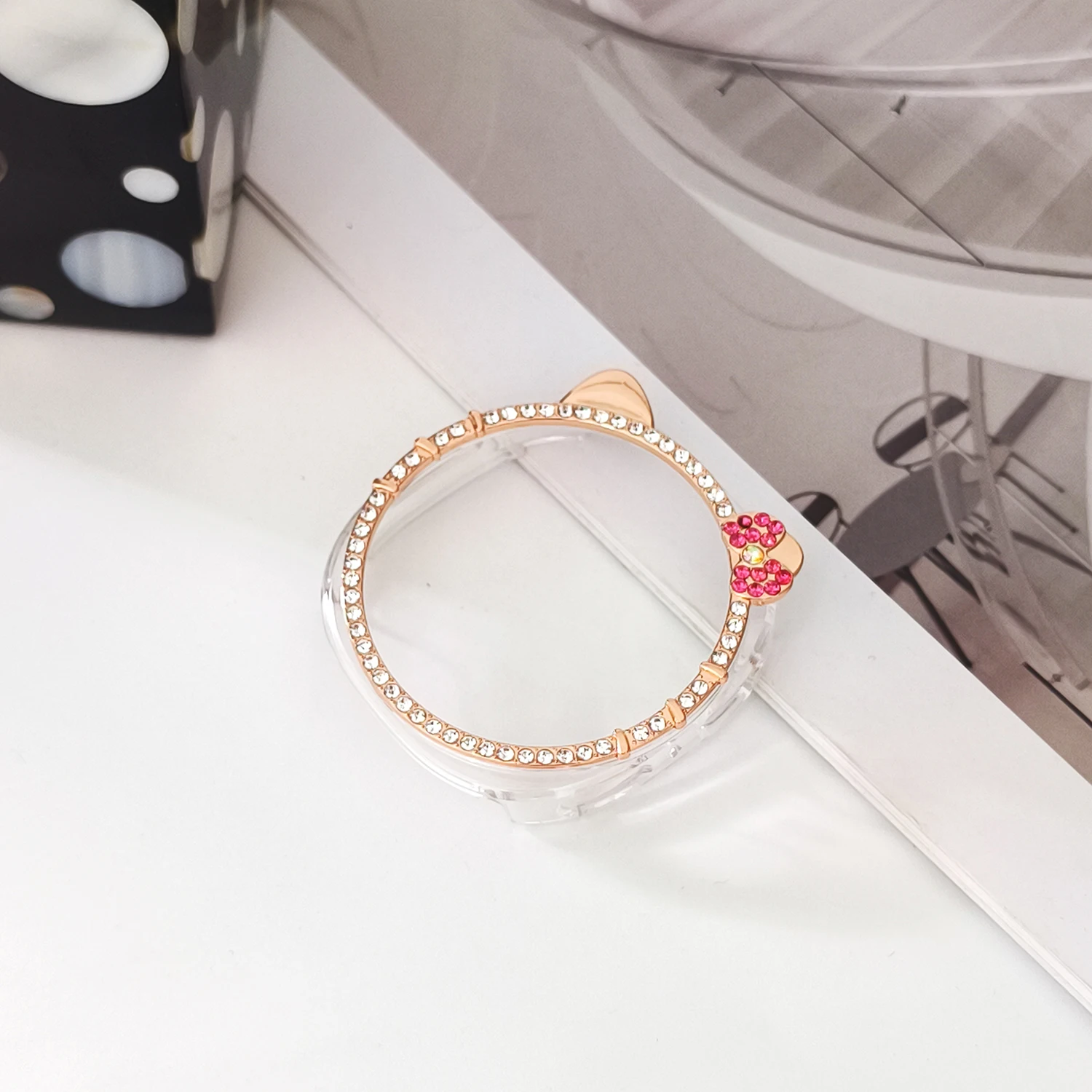 Niedliche, glänzende Diamant-Katzenohren (gedämpftes Brot in Katzenohrform), hohle Hülle für Samsung Galaxy Watch8 40 mm 44 mm PC-Schutzhülle – Detail 12