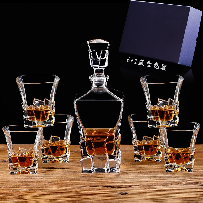 유럽 ??스타일의 크리스탈 유리 위스키 7 피스 세트 바 와인 투명한 Drinkware 선물 섬세한 선물 상자