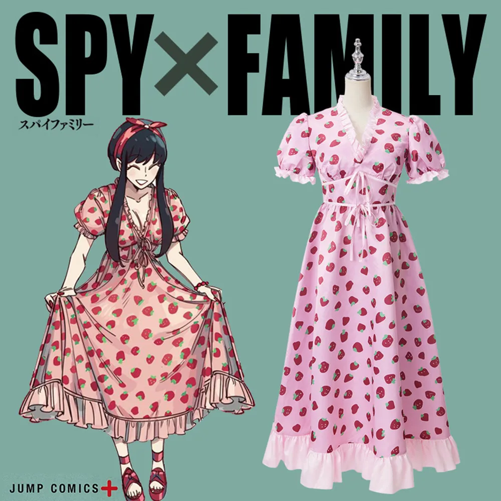 

Hot Anime SPY X FAMILY Yor Forger Cosplay Costume Daily Floral Pink Dress Uniform Party Halloween Carnival Role Play Clothing