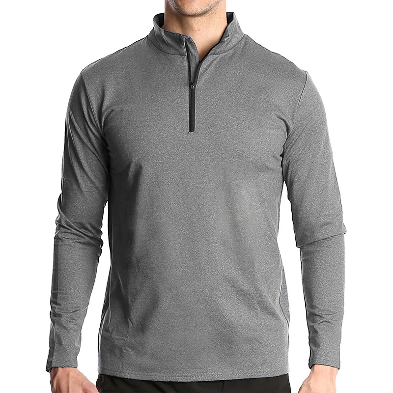Men Spring Autumn Outdoor Sports T Shirts 1/4 Zip Long Sleeve Fleece Lined Cycling Hiking Trekking Fishing Jogging Tee Shirts sport t shirt long sleeve t shirt