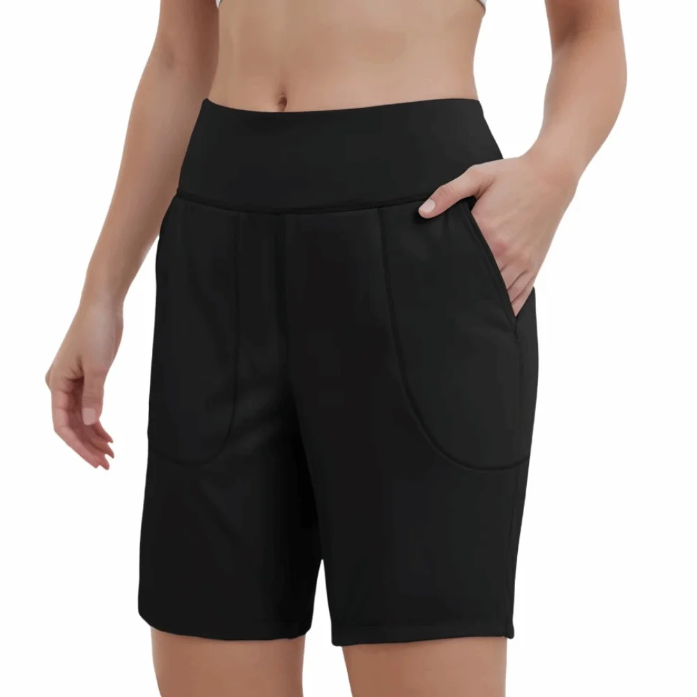 Sportswear Shorts Elastische Taille Frauen Laufshorts Schnell Trocknend Hohe Taille Sport Shorts mit Taschen Atmungsaktive Yoga Hosen Weibliche – Detail 4