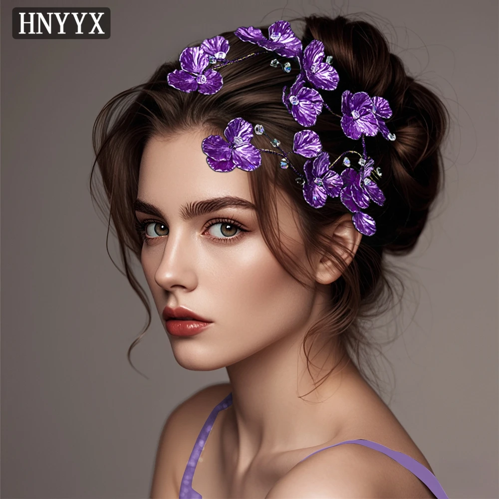 Purple Shell Flower Hair Comb Fashion Crystal Hair Accessories Handmade Pieces Weddings A114