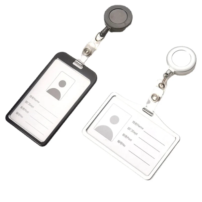 

Metal Badge Holder Plastic Badge Reel Retractable for Working Permit Sleeve Case Pass Work Card Holder Cover ID Tag Holder Case