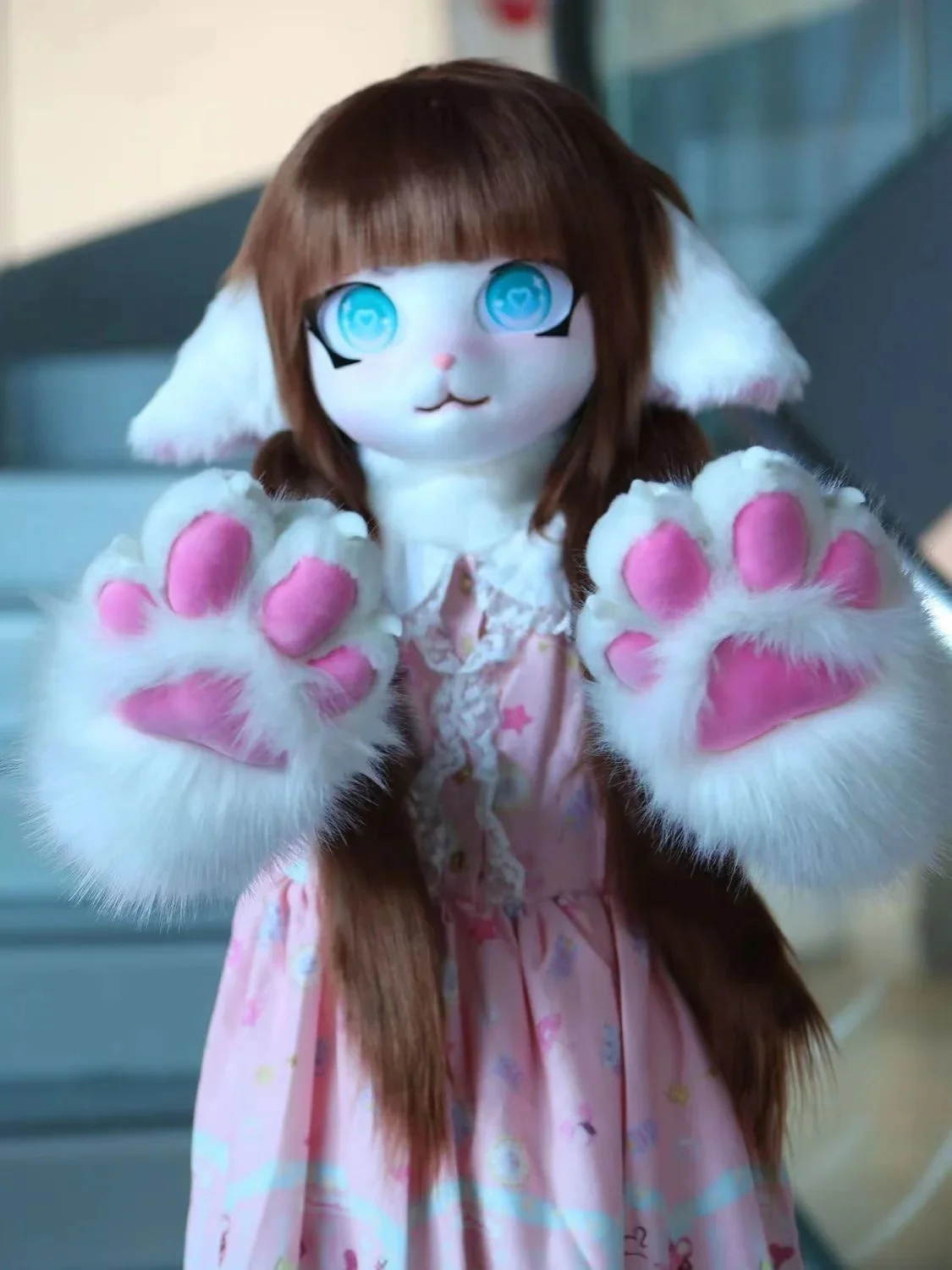 Cute Fursuit Kigurumi Headsets Furry Animal Cosplay Costumes Comiket Furries Rubbit Doll Cat Comiket Furries Doll costumes