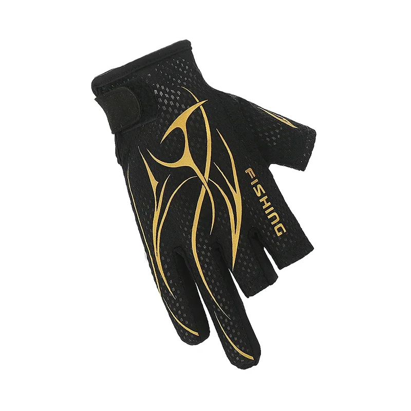 Sweat-Absorbent Quick-drying Fishing Gloves For Men Summer Mesh Breathable Rock Fishing 3 Finger Cut Thin Gloves RYOJIN