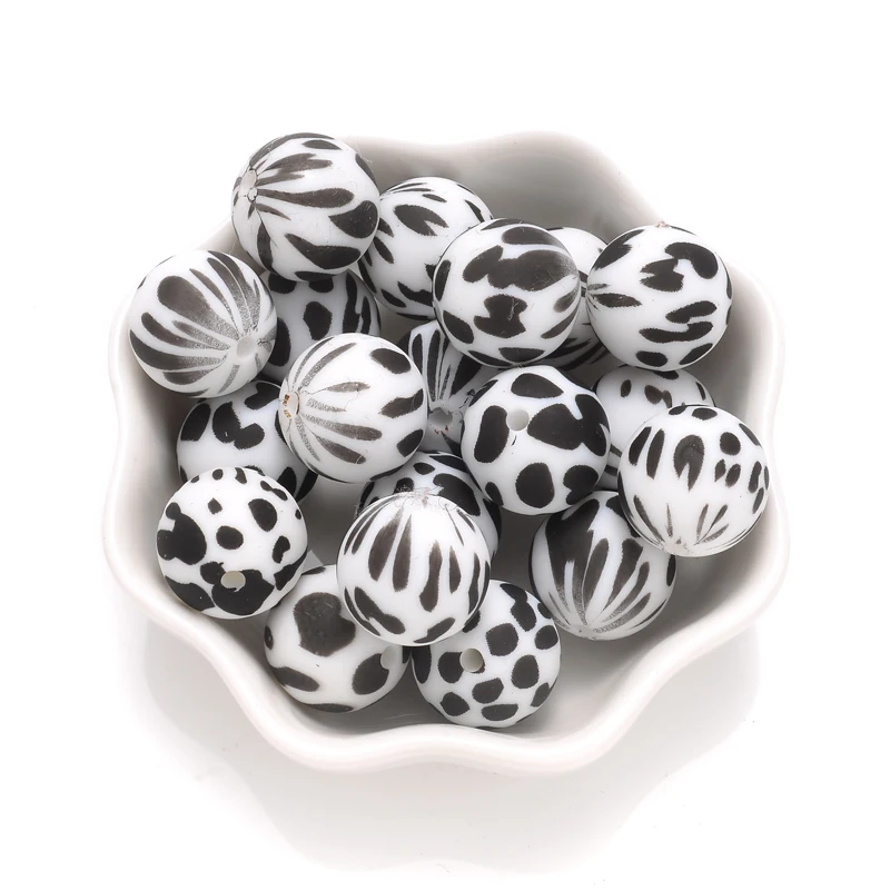 15mm 10Pcs Beißring Silikon Perlen Leopard Print Runde Zahnen Perlen Für Baby Schnuller Kette Dummy Halter Clip DIY halskette – Detail 14